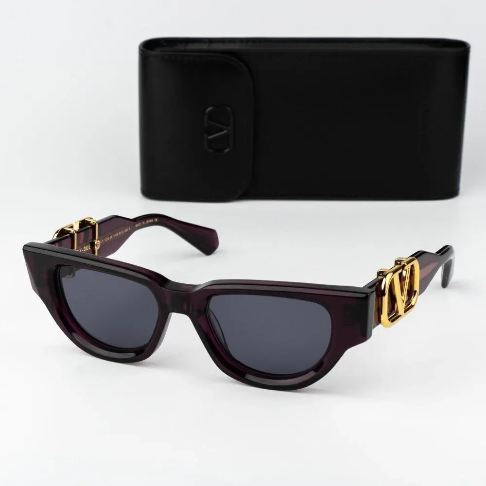 Valentino Men Sunglasses Crystal Purple Grey Cat Eye V - DUE VLS-103D-50